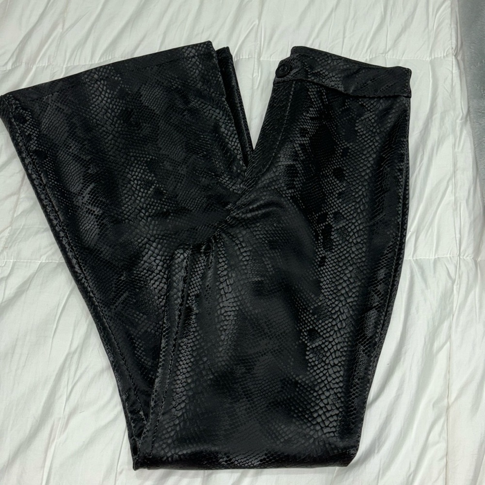 Snake print leather pants
